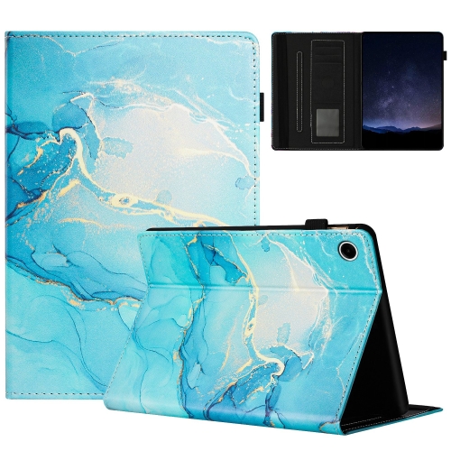 

For Samsung Galaxy Tab A9+ Marble Litchi Leather Smart Tablet Case(Green)