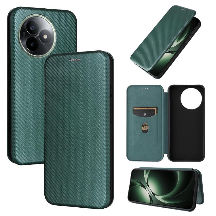 

For Redmi K80 Ultra 5G Carbon Fiber Texture Flip Leather Phone Case(Green)