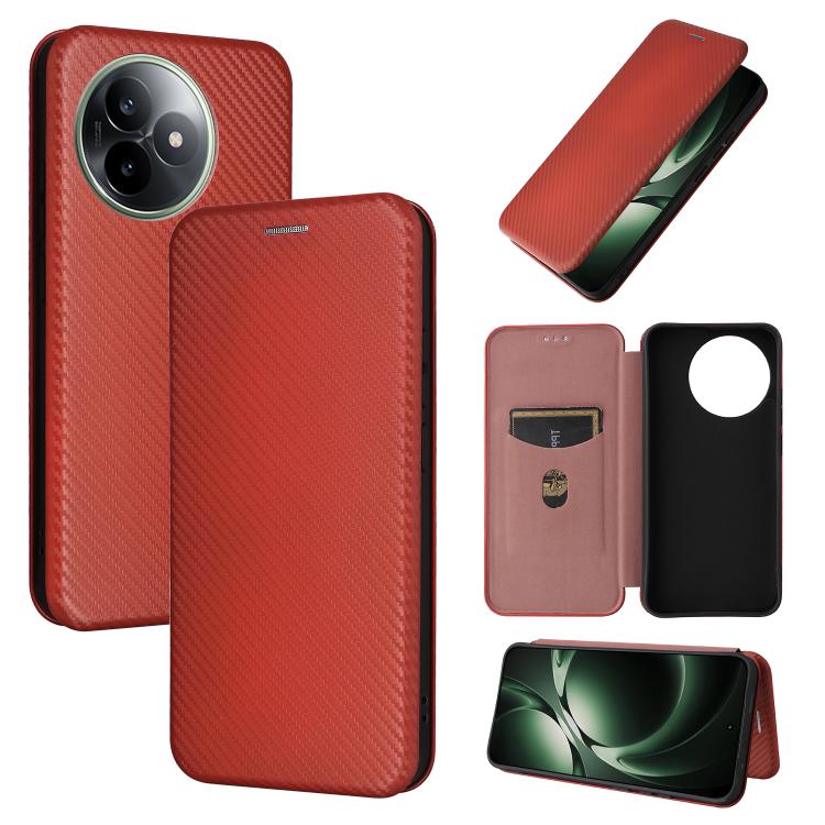 

For Redmi K80 Ultra 5G Carbon Fiber Texture Flip Leather Phone Case(Brown)