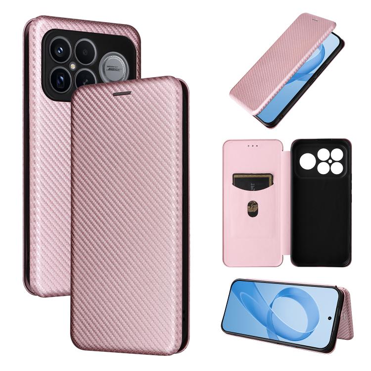 

For Redmi K90 Pro Max 5G / Poco F8 Ultra Carbon Fiber Texture Flip Leather Phone Case(Pink)