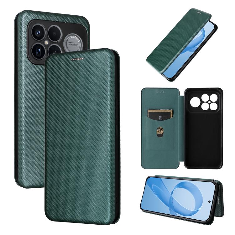 

For Redmi K90 Pro Max 5G / Poco F8 Ultra Carbon Fiber Texture Flip Leather Phone Case(Green)
