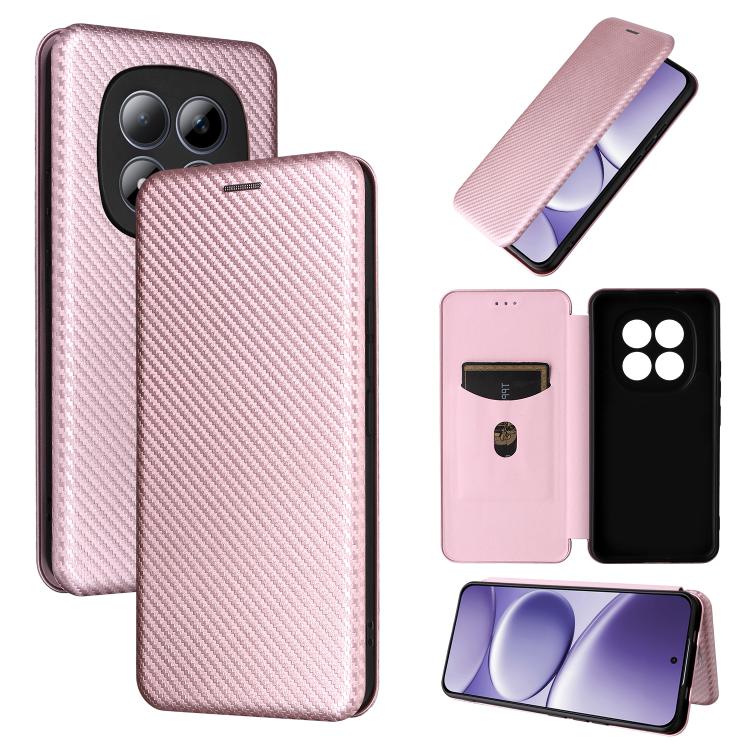 

For Redmi Note 15 Pro 4G Global 165.8mm Carbon Fiber Texture Flip Leather Phone Case(Pink)