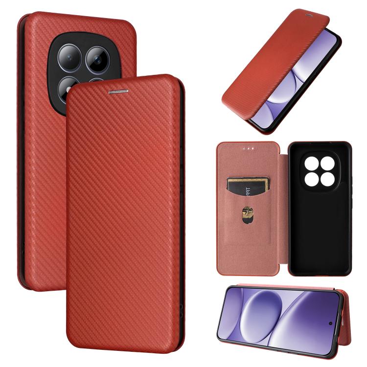 

For Redmi Note 15 Pro 4G Global 163.2mm Carbon Fiber Texture Flip Leather Phone Case(Brown)