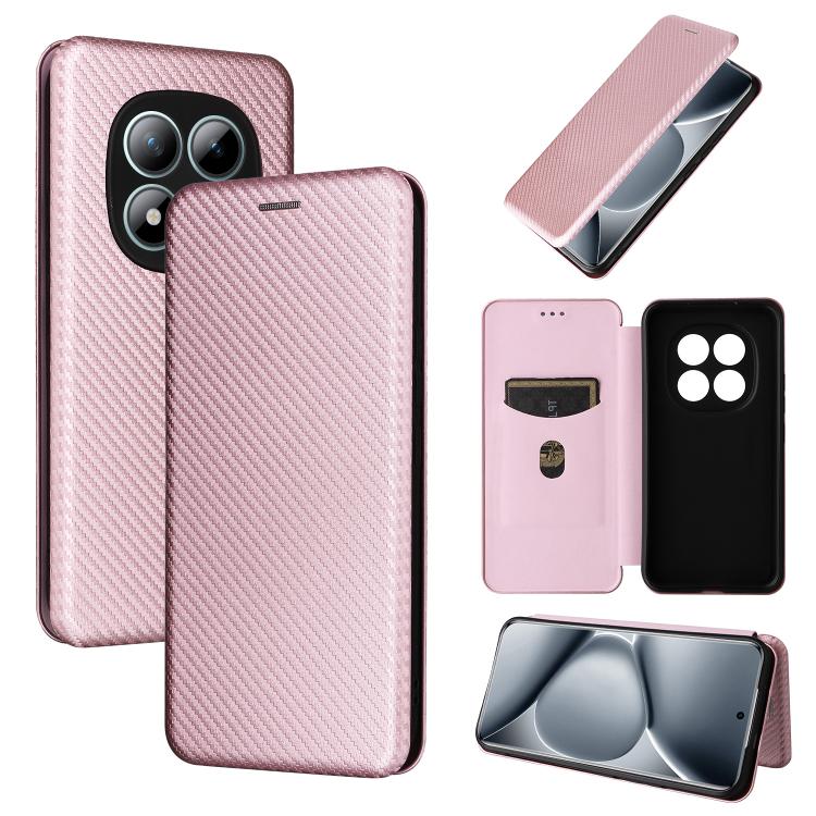 

For Redmi Note 15 Pro+ 5G 163.3mm / Poco M8 Pro 5G Carbon Fiber Texture Flip Leather Phone Case(Pink)