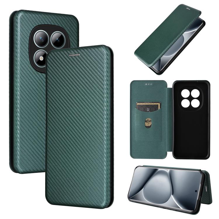 

For Redmi Note 15 Pro+ 5G 163.3mm / Poco M8 Pro 5G Carbon Fiber Texture Flip Leather Phone Case(Green)