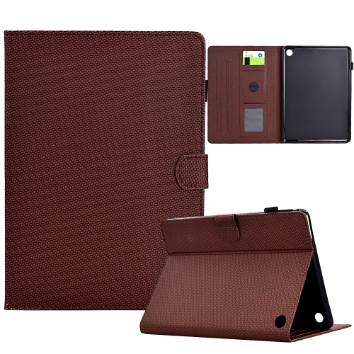 

For Amazon Kindle Fire HD 10 2023 / 2021 Solid Color Fiber Texture Smart Tablet Leather Case(Brown)