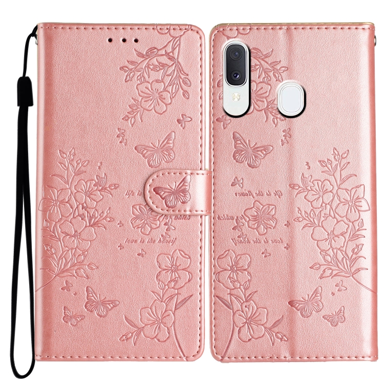 For Samsung Galaxy A20 A30 Butterflies and Flowers Leather Phone