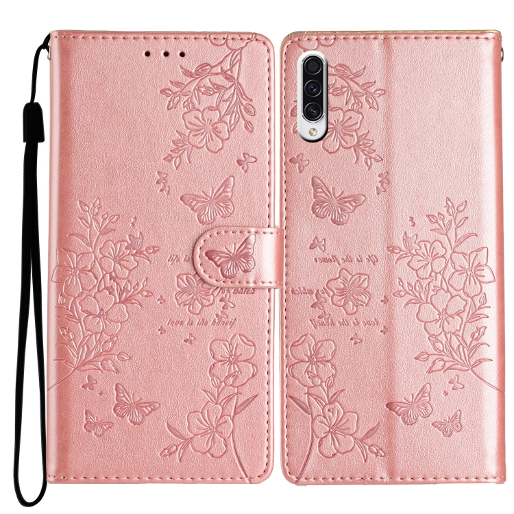 For Samsung Galaxy A50 Butterflies and Flowers Leather Phone Case