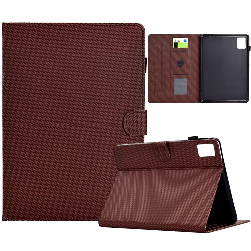 

For Lenovo Tab M11 / Xiaoxin Pad 2024 Solid Color Fiber Texture Smart Tablet Leather Case(Brown)