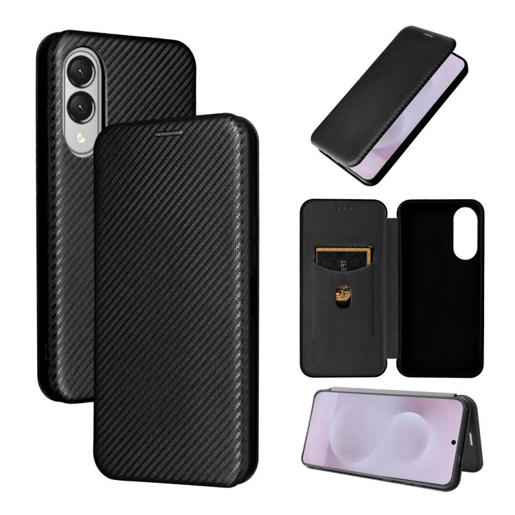 

For Samsung Galaxy S25 Edge 5G Carbon Fiber Texture Flip Leather Phone Case(Black)
