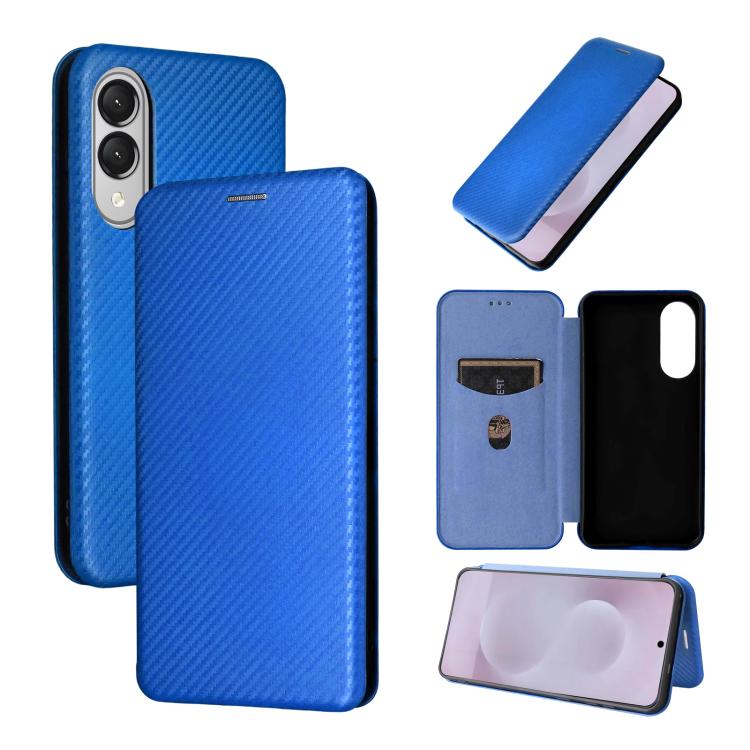 

For Samsung Galaxy S25 Edge 5G Carbon Fiber Texture Flip Leather Phone Case(Blue)