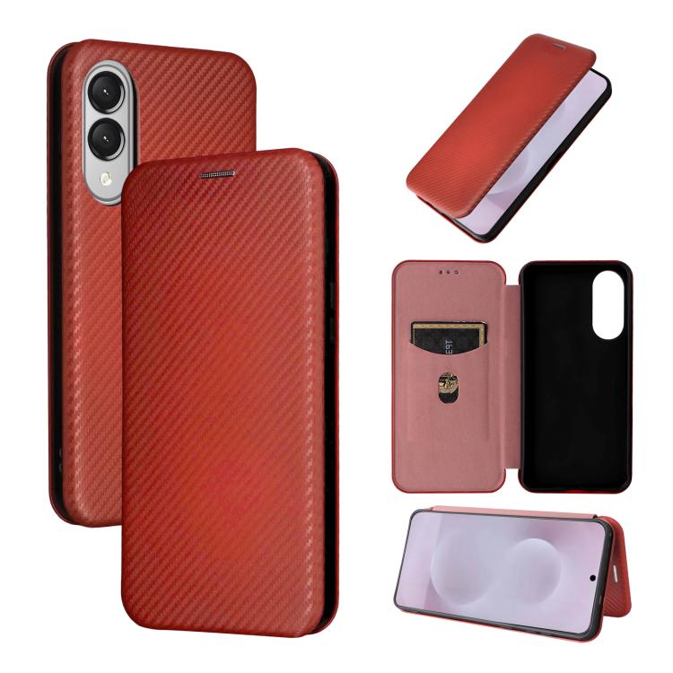 

For Samsung Galaxy S25 Edge 5G Carbon Fiber Texture Flip Leather Phone Case(Brown)