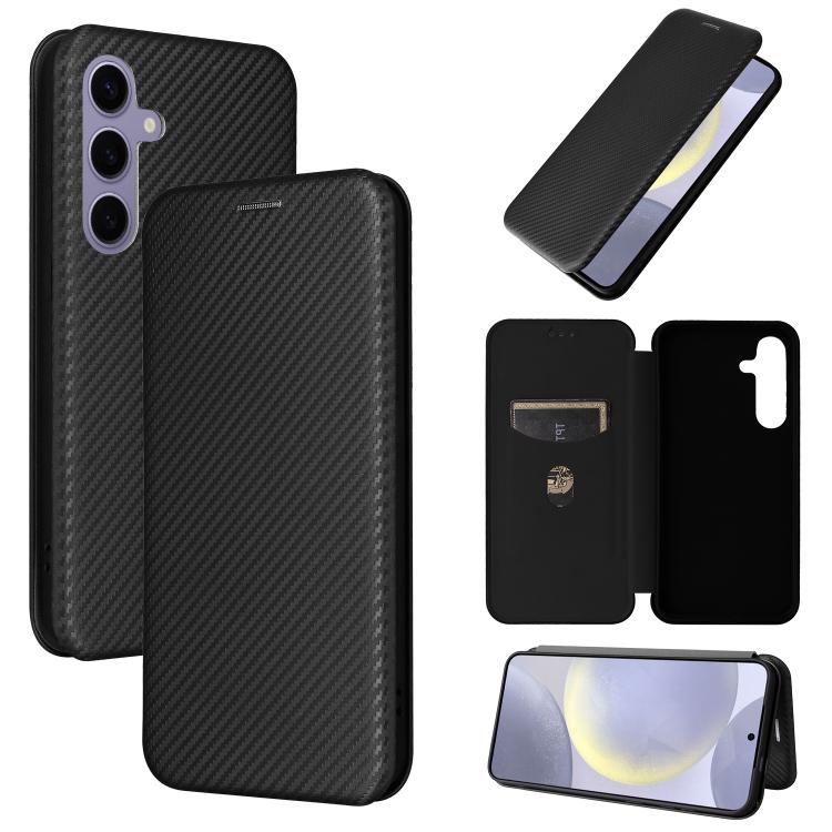

For Samsung Galaxy S25 FE 5G Carbon Fiber Texture Flip Leather Phone Case(Black)