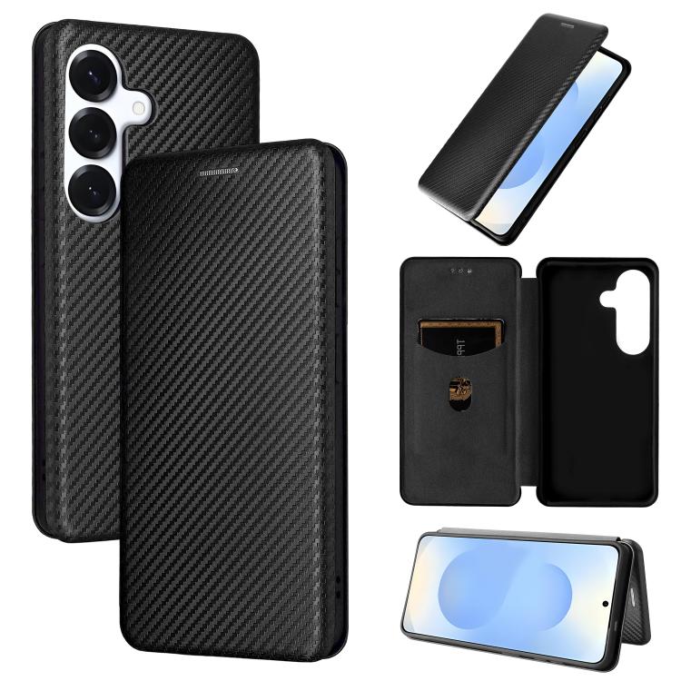 

For Samsung Galaxy S26 Pro 5G Carbon Fiber Texture Flip Leather Phone Case(Black)
