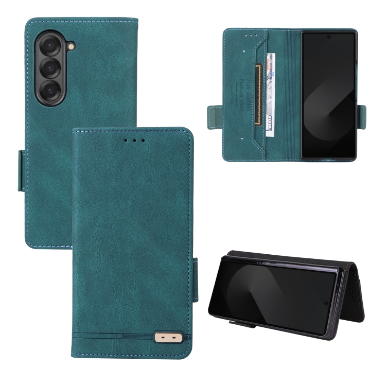 

For Samsung Galaxy Z Fold6 Magnetic Clasp Leather Phone Case(Green)