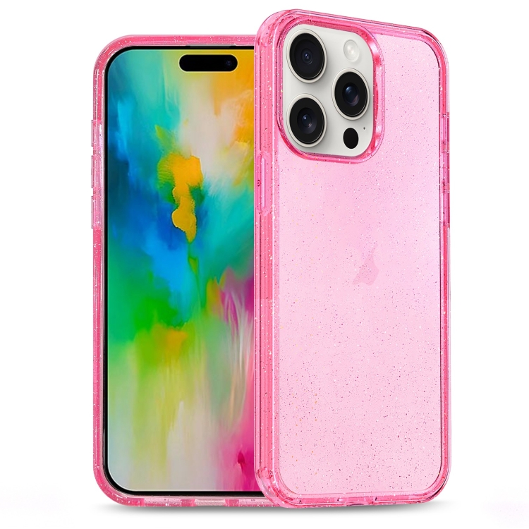 

For iPhone 16 Pro Glitter Powder TPU Hybrid PC Phone Case(Pink)