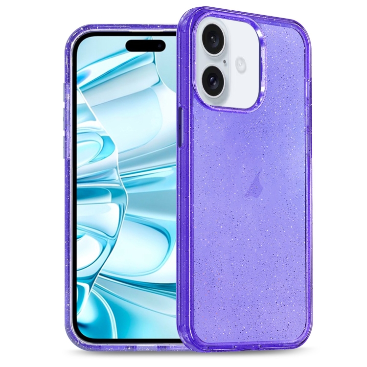 

For iPhone 16 Glitter Powder TPU Hybrid PC Phone Case(Purple)