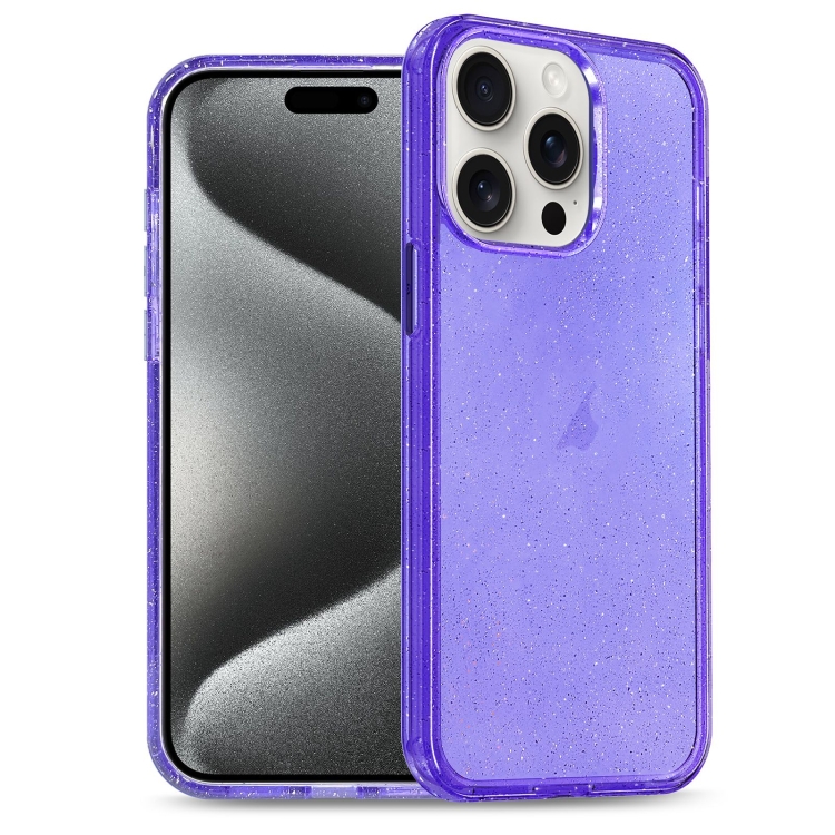 

For iPhone 15 Pro Max Glitter Powder TPU Hybrid PC Phone Case(Purple)