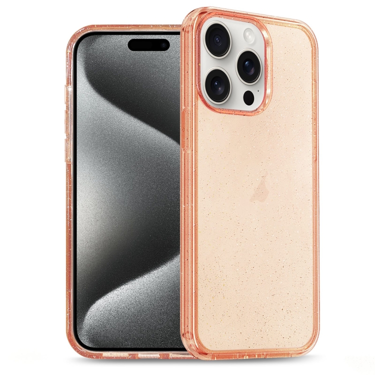 

For iPhone 15 Pro Glitter Powder TPU Hybrid PC Phone Case(Orange)