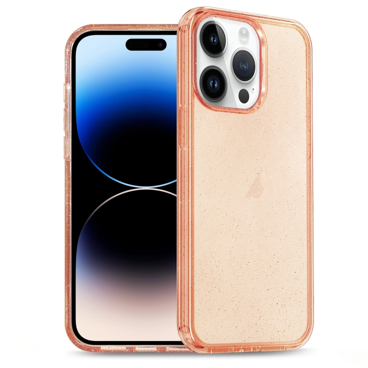 

For iPhone 14 Pro Max Glitter Powder TPU Hybrid PC Phone Case(Orange)