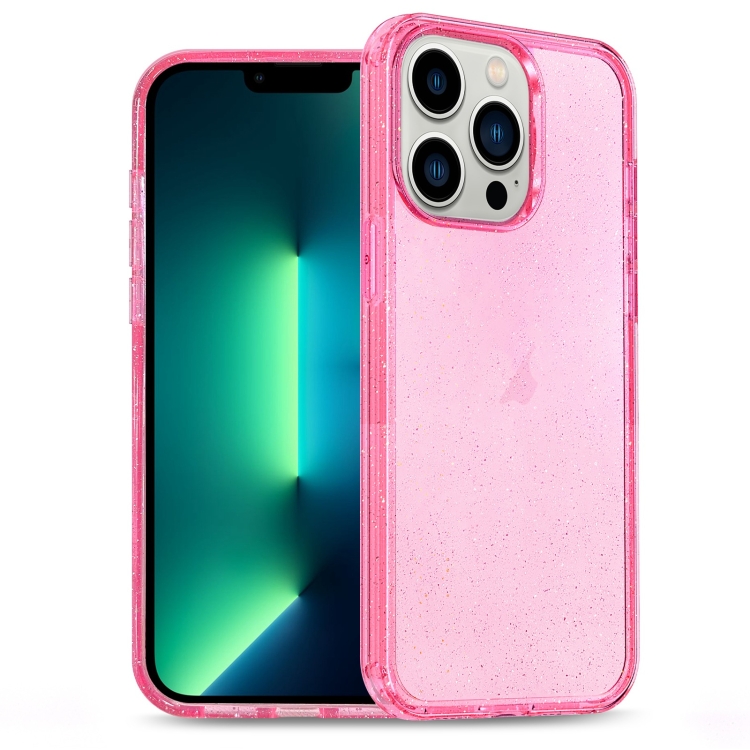 

For iPhone 13 Pro Max Glitter Powder TPU Hybrid PC Phone Case(Pink)