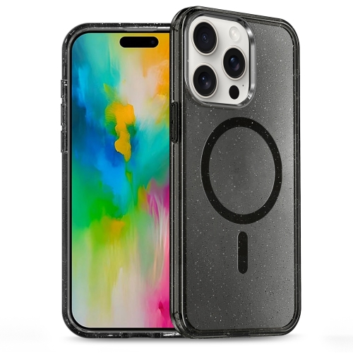 

For iPhone 16 Pro Glitter Powder TPU Hybrid PC MagSafe Phone Case(Black)