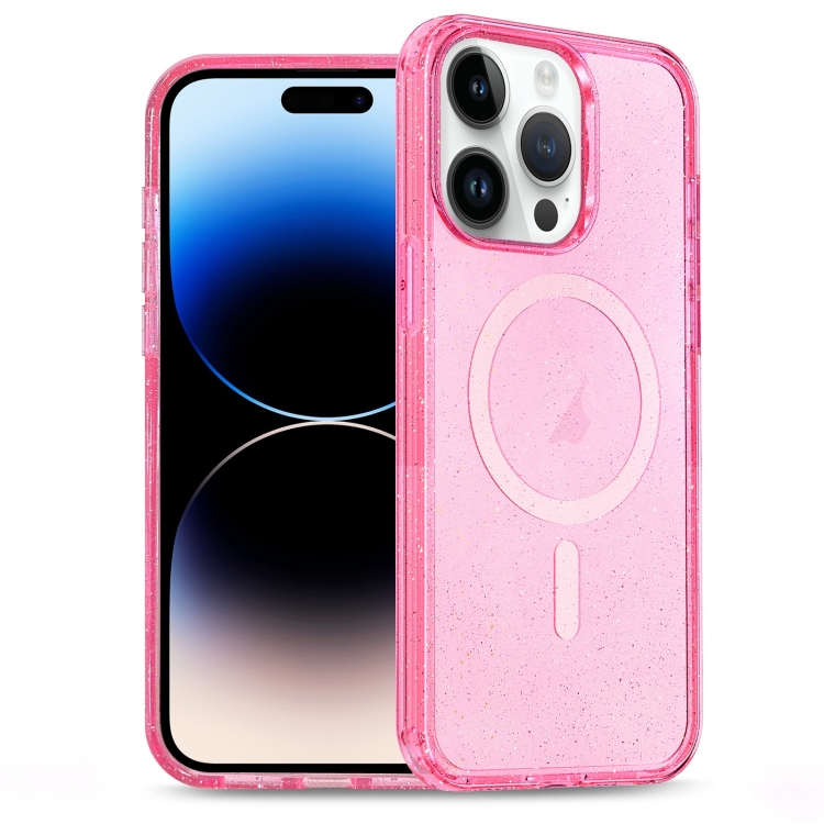 

For iPhone 14 Pro Max Glitter Powder TPU Hybrid PC MagSafe Phone Case(Pink)