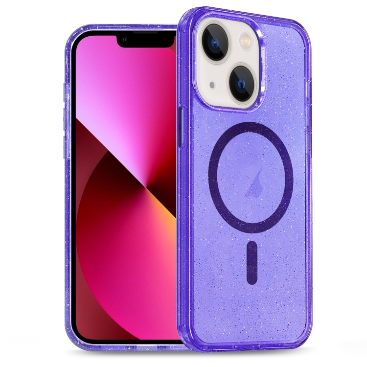

For iPhone 13 Glitter Powder TPU Hybrid PC MagSafe Phone Case(Purple)