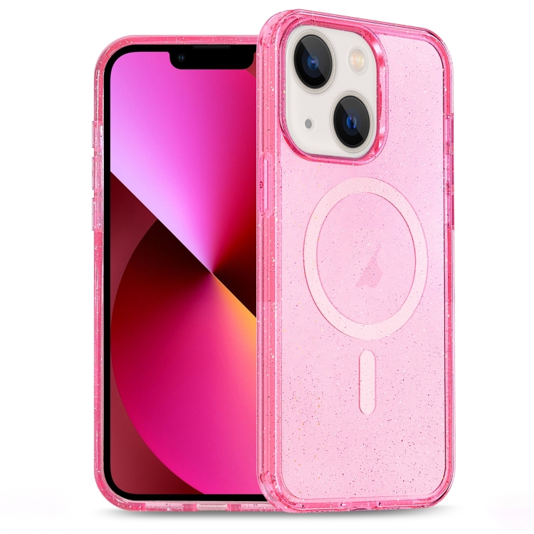 

For iPhone 13 Glitter Powder TPU Hybrid PC MagSafe Phone Case(Pink)