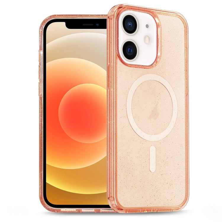 

For iPhone 12 Glitter Powder TPU Hybrid PC MagSafe Phone Case(Orange)