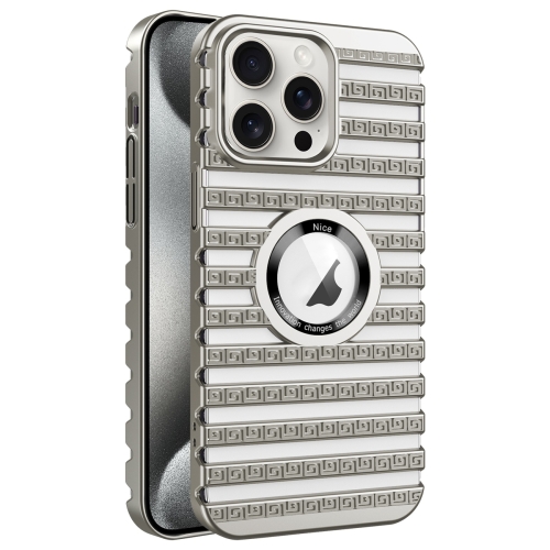 

For iPhone 15 Pro Cooling Ladder Electroplated Hollow Phone Case(Silver)