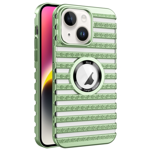 

For iPhone 14 Cooling Ladder Electroplated Hollow Phone Case(Green)