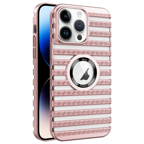 

For iPhone 14 Pro Cooling Ladder Electroplated Hollow Phone Case(Pink)