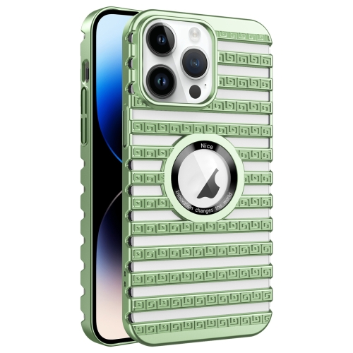 

For iPhone 14 Pro Cooling Ladder Electroplated Hollow Phone Case(Green)