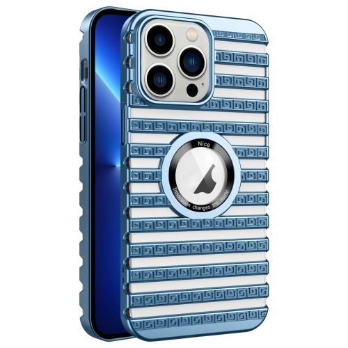 

For iPhone 13 Pro Cooling Ladder Electroplated Hollow Phone Case(Blue)