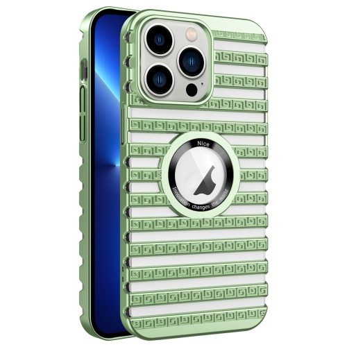 

For iPhone 13 Pro Cooling Ladder Electroplated Hollow Phone Case(Green)