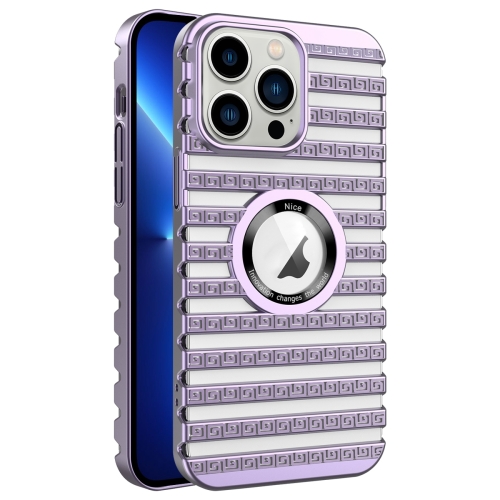 

For iPhone 13 Pro Cooling Ladder Electroplated Hollow Phone Case(Purple)