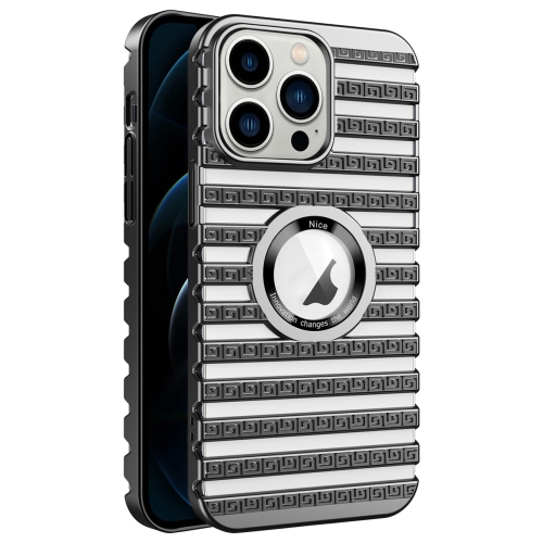 

For iPhone 12 Pro Max Cooling Ladder Electroplated Hollow Phone Case(Black)