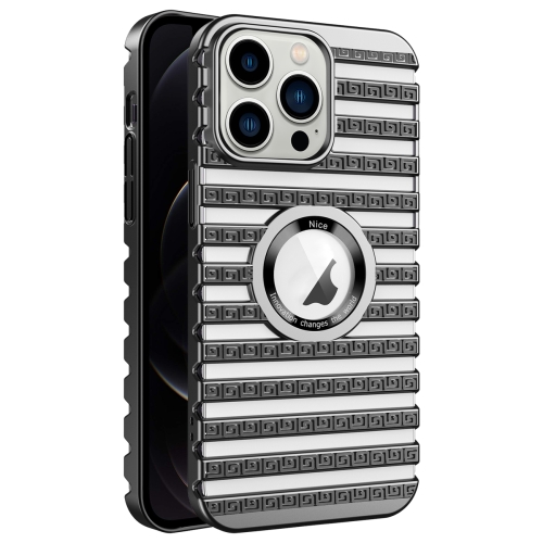 

For iPhone 12 Pro Cooling Ladder Electroplated Hollow Phone Case(Black)