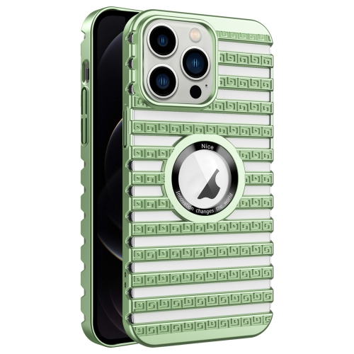 

For iPhone 12 Pro Cooling Ladder Electroplated Hollow Phone Case(Green)