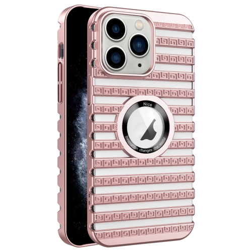 

For iPhone 11 Pro Max Cooling Ladder Electroplated Hollow Phone Case(Pink)