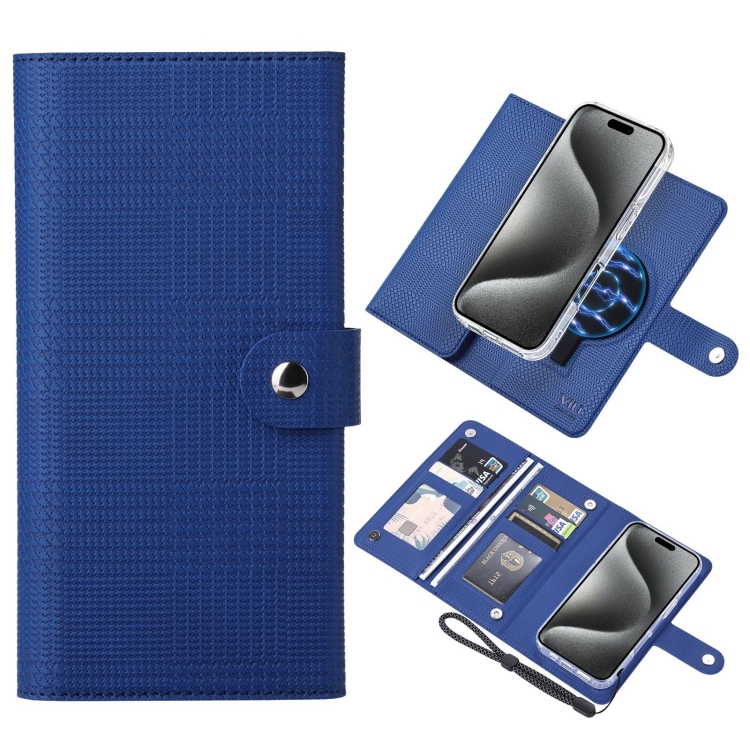 

For iPhone 15 Pro ViLi GHA-C Series RFID MagSafe Magnetic Flip Leather Phone Case(Blue)