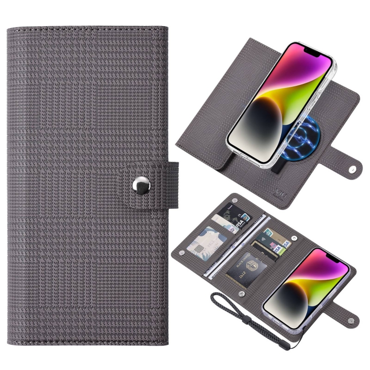 

For iPhone 14 ViLi GHA-C Series RFID MagSafe Magnetic Flip Leather Phone Case(Grey)