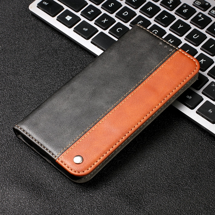 

For iPhone 12 / 12 Pro Business Solid Color Stitching Horizontal Flip Leather Case with Holder & Card Slots(Brown)