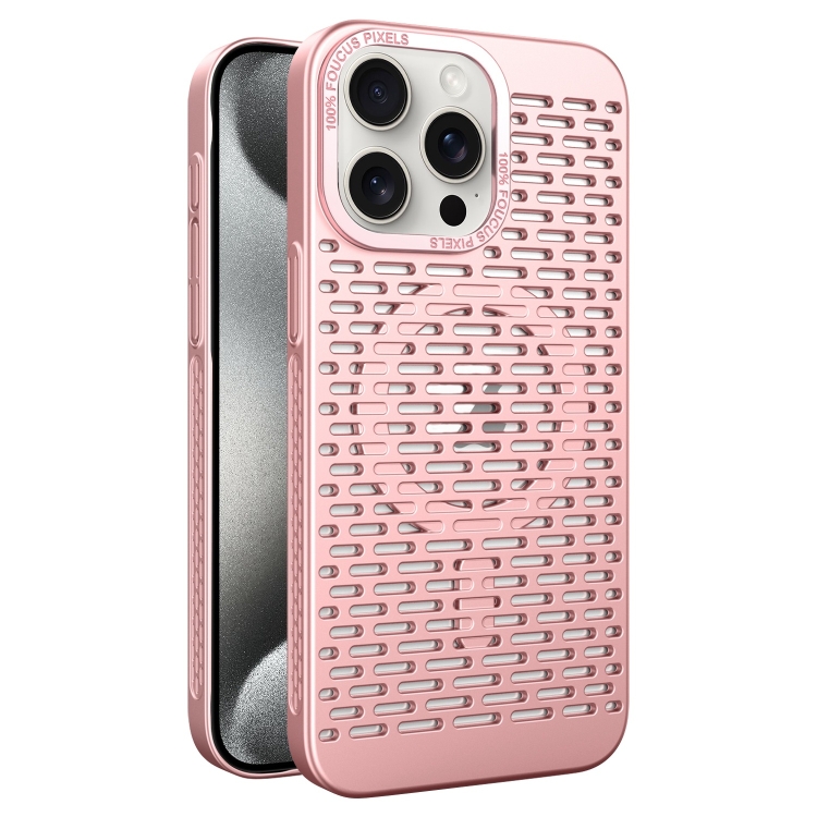 

For iPhone 15 Pro Hollow Cooling MagSafe Phone Case(Rose Gold)