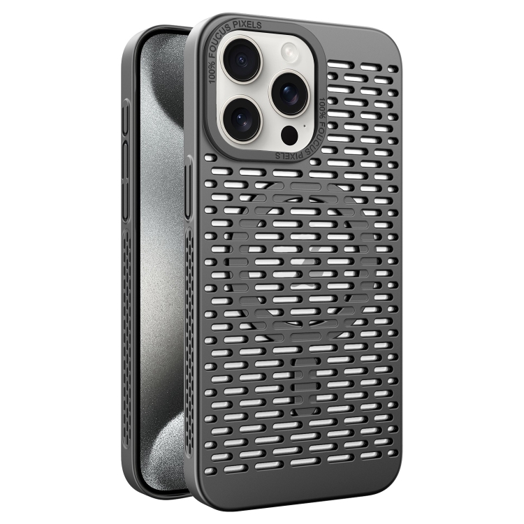 

For iPhone 15 Pro Hollow Cooling MagSafe Phone Case(Black)