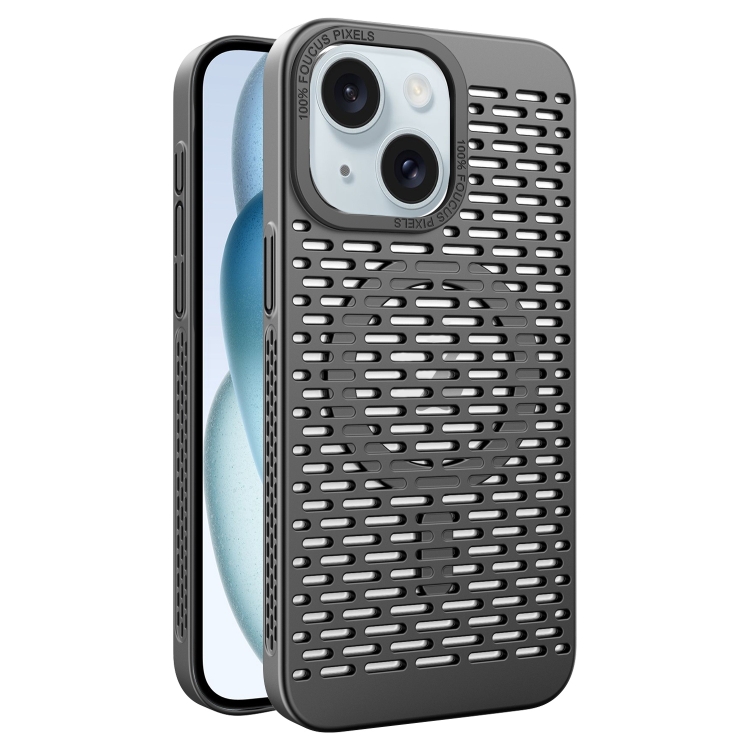 

For iPhone 15 Hollow Cooling MagSafe Phone Case(Black)