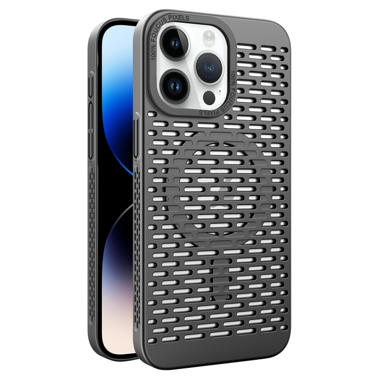 

For iPhone 14 Pro Hollow Cooling MagSafe Phone Case(Black)