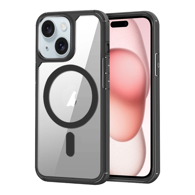 

For iPhone 15 MagSafe Acrylic Hybrid TPU Phone Case(Black)