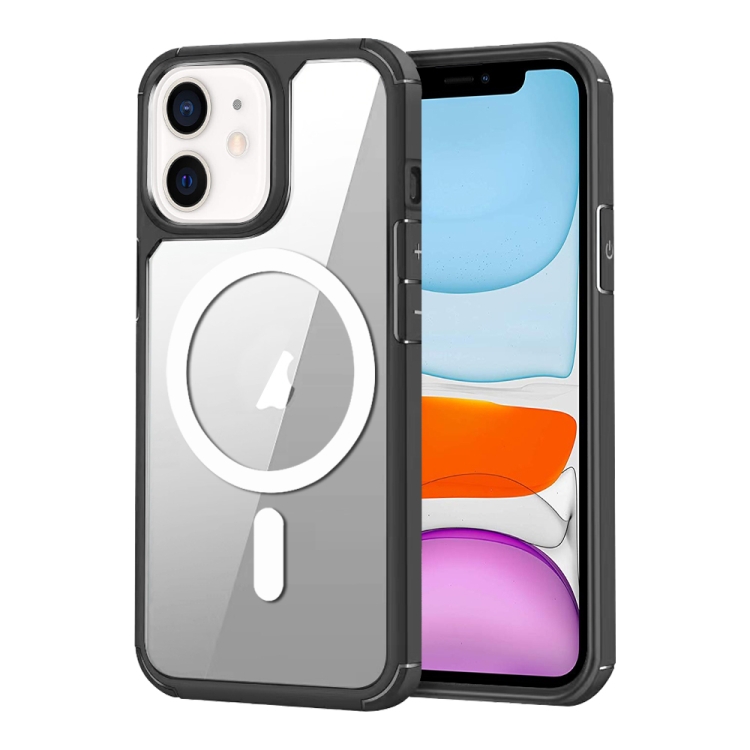 

For iPhone 11 MagSafe Acrylic Hybrid TPU Phone Case(Black + White)